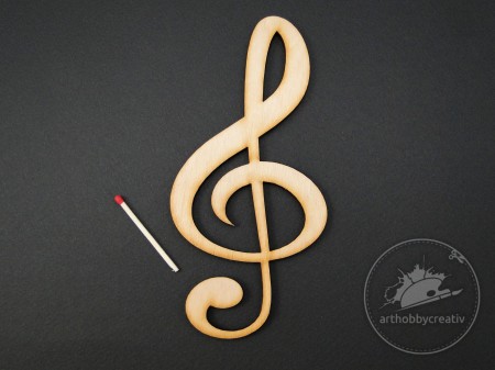 Figurina lemn - cheie muzicala 15cm