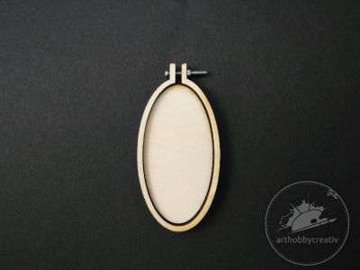 Rama broderie mini/ medalion din lemn - oval 3,5cm
