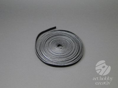 Banda plata din piele negru - 7mm/2mm/5m