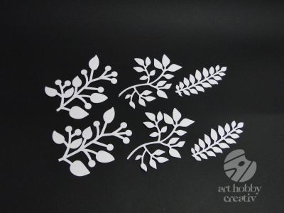 Frunze din foaie cauciucata autoadeziva - alb glitterat set/6buc