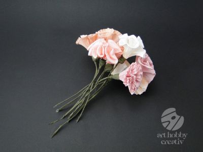 Flori din hartie creponata - pastel set/10 fire