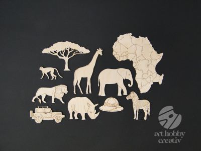 Figurina lemn - safari set/10buc