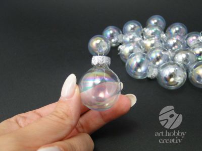 Glob sticla transparent - perlat 3cm set/18buc