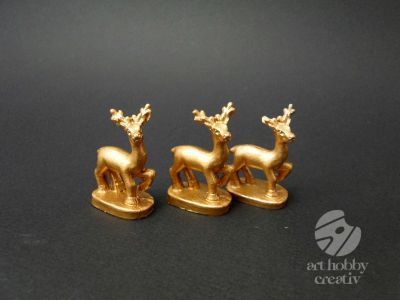 Figurina mini caprioara - auriu 4,5cm set/3buc