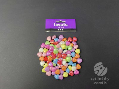 Margele colorate din plastic - inimioare 2,5cm