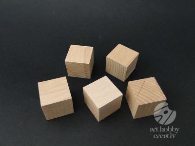 Cuburi lemn 3x3cm - set/5buc