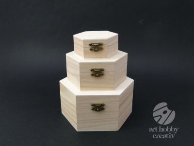 Cutie lemn octogonala set/3buc