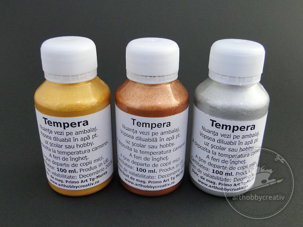 Vopsea tempera metalizata 100ml - set/3 nuante (-15%)
