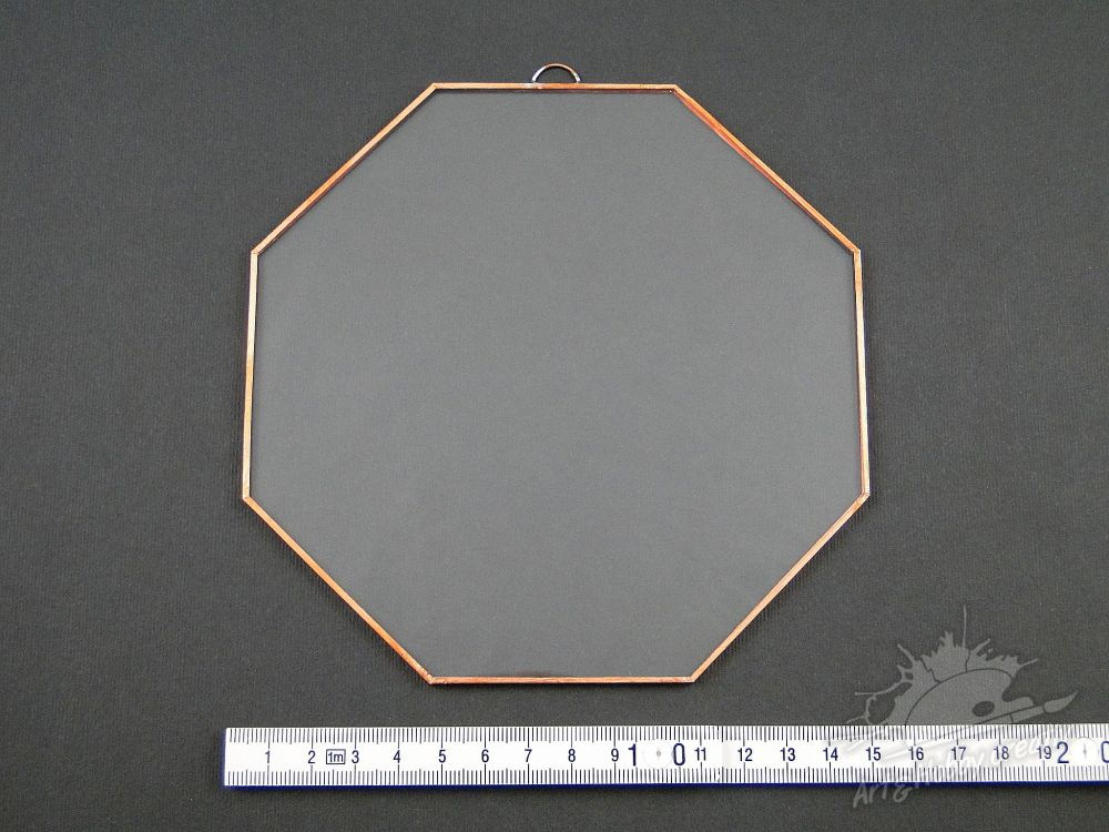 Sticla octogonala inramata cu banda cupru Ø15cm