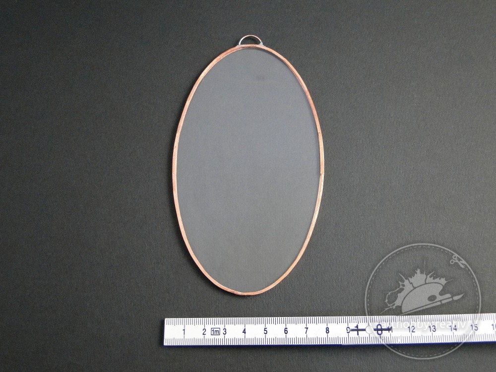 Sticla ovala inramata cu banda cupru 8x14 cm 