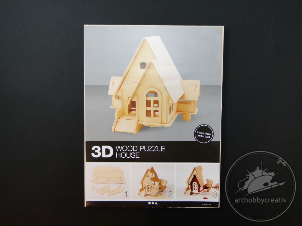 Casa cu panta din placaj din lemn - puzzle 3D