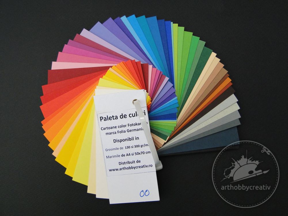 Paleta de culori pentru cartoanele color Folia de 130 si 300 gr/m2