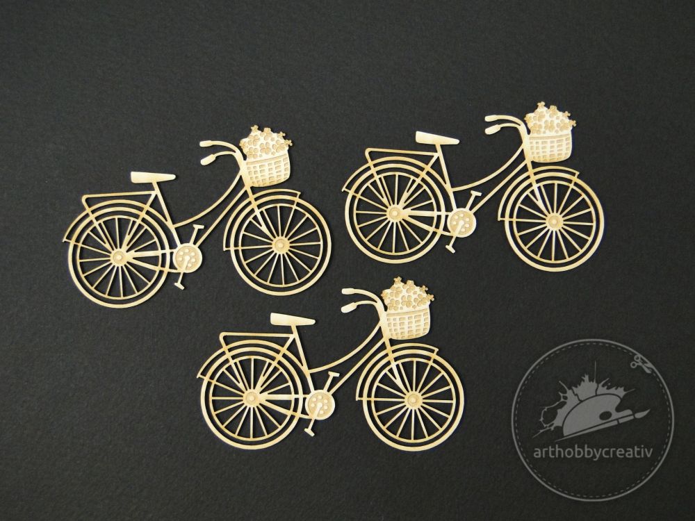Ornamente din placaj subtire de lemn - biciclete set/3 buc