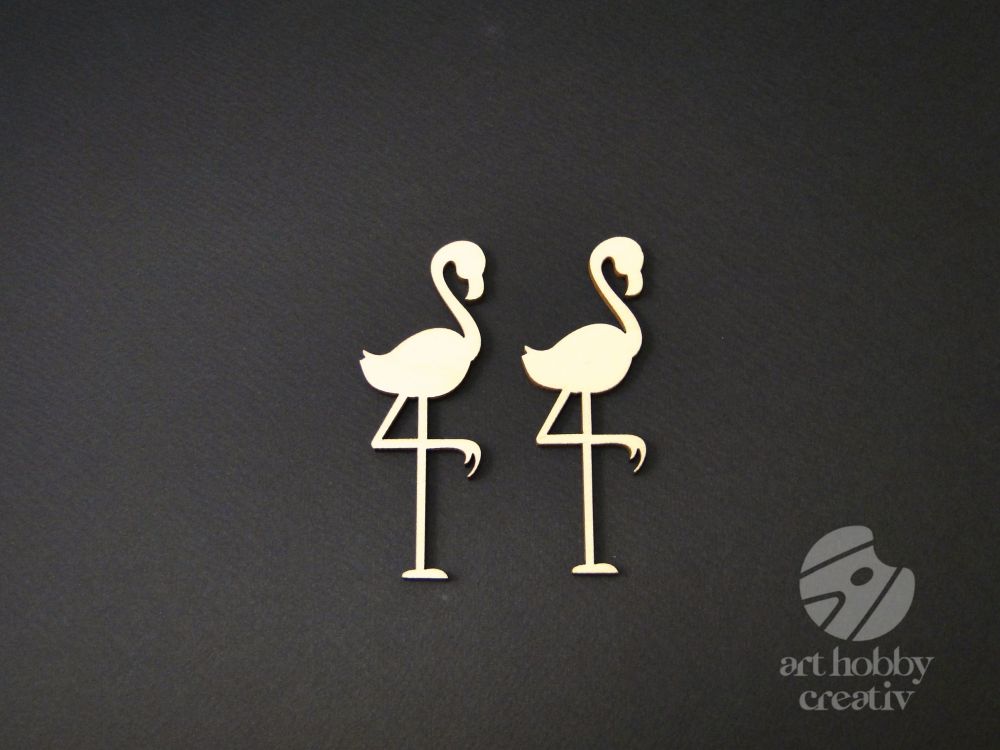 Figurina lemn - flamingo 9,5 cm set/2buc