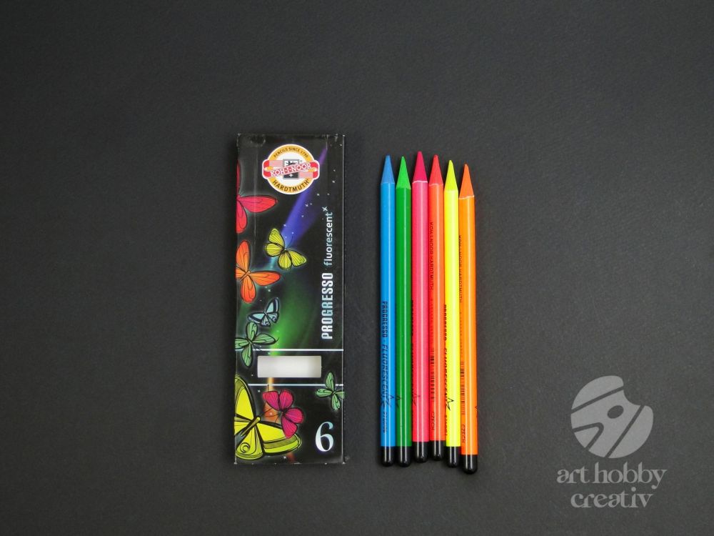 Creioane fara lemn - Progresso set/6 culori fluorescente