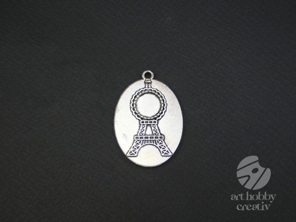 Baza medalion ovala - argintiu 4cm/19buc