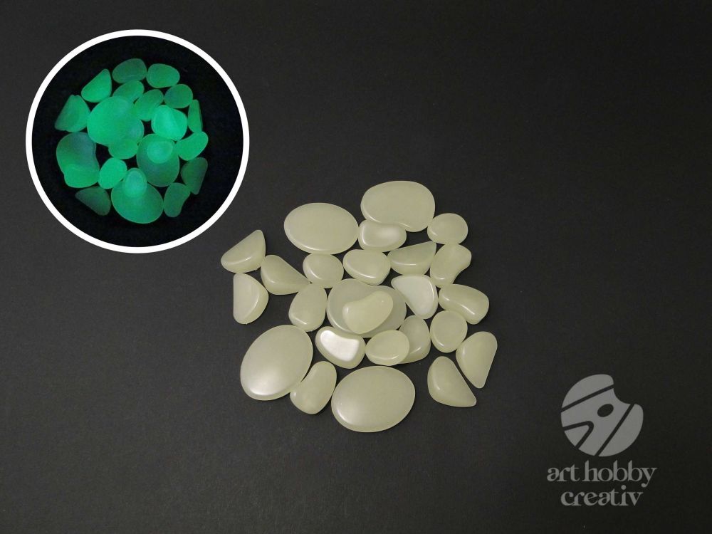 Pietre fosforescente - verde set/100gr dif. forme