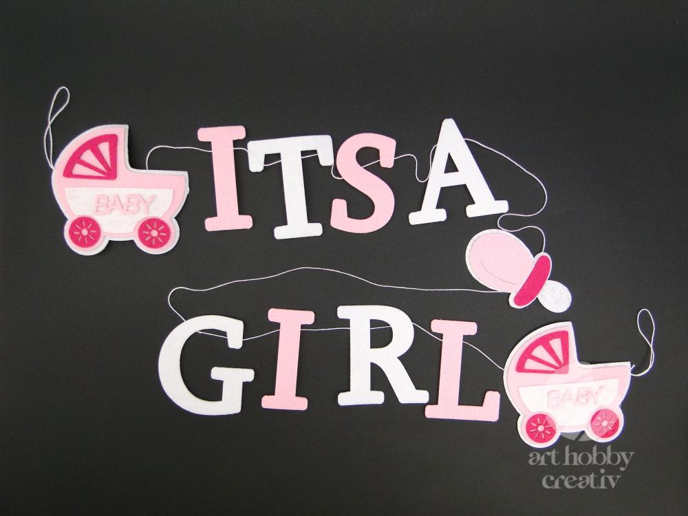 Banner din pasla - It's a girl - roz 1,5m
