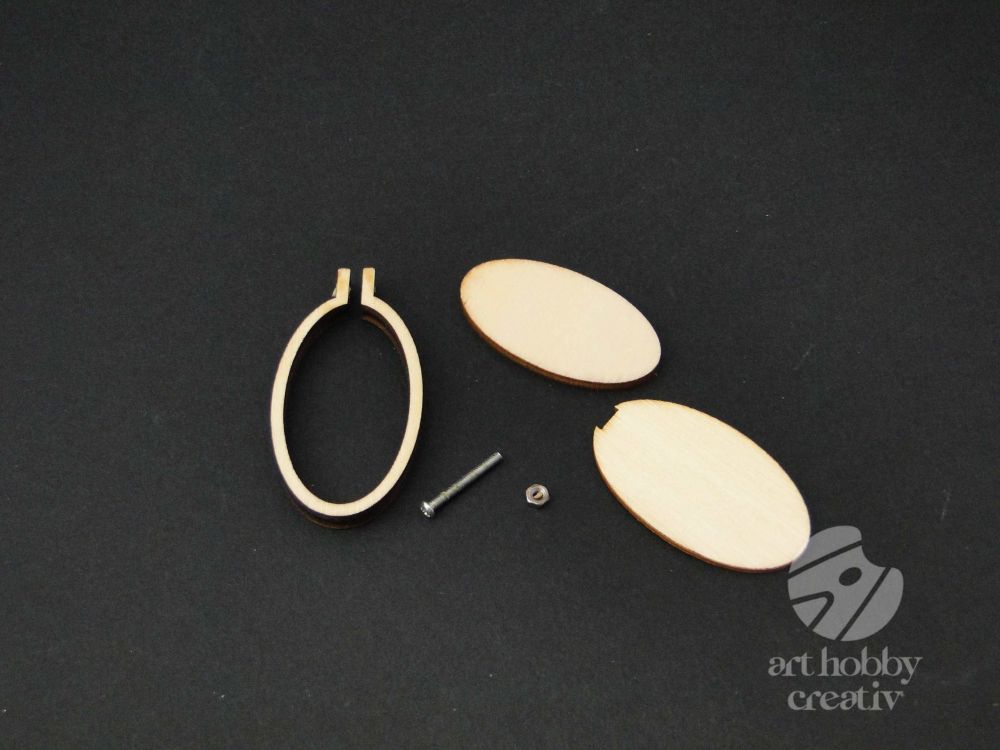 Rama broderie mini/ medalion din lemn - oval 2,5cm
