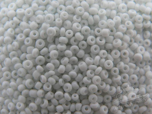 Margele sticla, mat 2mm alb - 25gr.