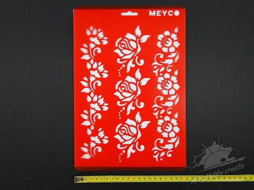 Sablon Meyco 3 borduri cu flori