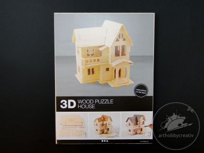 Casa cu balcon din placaj din lemn - puzzle 3D