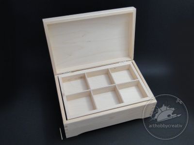 Cutie lemn cu 6 compartimente - 30x20x12cm