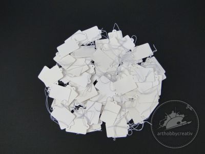 Etichete carton cu elastic - alb set/100buc