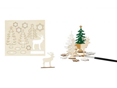 Peisaj de iarna din placaj lemn - puzzle 3D