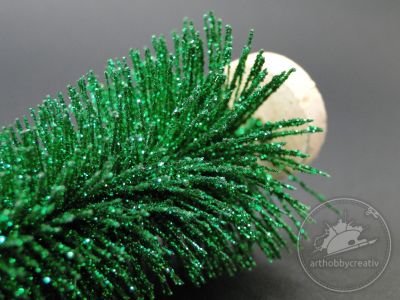 Bradulet mini decor verde gliterat 10 cm