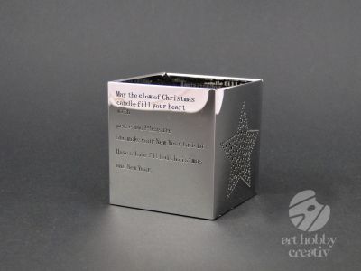 Suport lumanare metalic patrat - argintiu 6,5cm