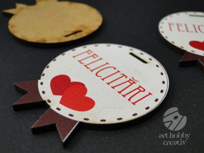 Eticheta cu mesaj - Felicitari 5cm set/4buc