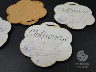 Eticheta cu mesaj - Multumesc 5cm set/4buc