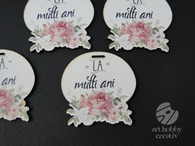 Eticheta cu mesaj - La multi ani 5cm set/4buc mod.4