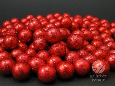 Globulete mini din polistiren - rosu gliterat set/10gr