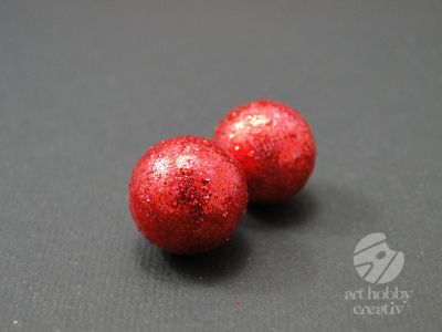 Globulete mini din polistiren - rosu gliterat set/10gr