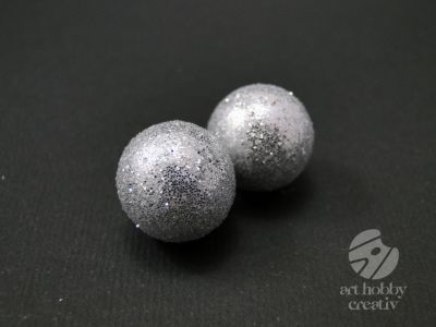 Globulete mini din polistiren - argintiu gliterat set/10gr