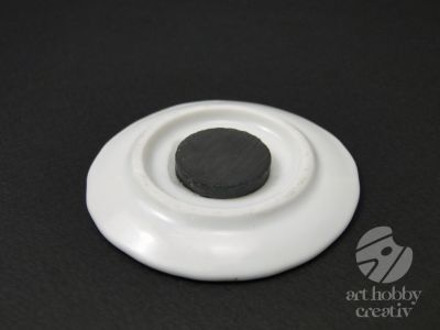 Farfurie mini ceramica cu magnet - alb 5,5cm