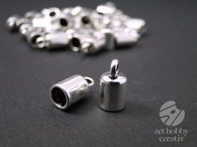 Capacel pt. capat snur de 5mm - argintiu - set/10buc