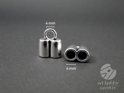 Capacel pt. capat snur dublu de 4mm - argintiu - set/10buc