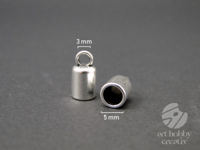 Capacel pt. capat snur de 5mm - argintiu - set/10buc