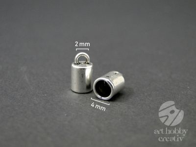 Capacel pt. capat snur de 4 mm - argintie - set/20buc
