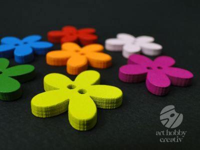 Nasturi lemn color - model floare set/7buc