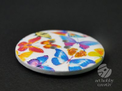 Nasture lemn - fluturi colorate Ø4cm - set/10buc