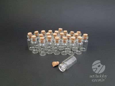 Sticluta mini cu dop din pluta 35mmx16mm - set/24buc
