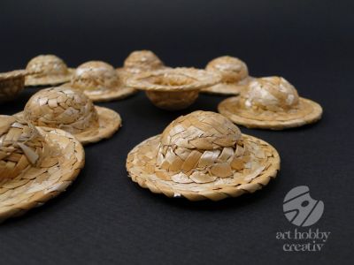 Palarie paie mini decor 5,5cm set/12buc