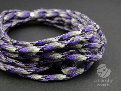 Snur paracord mov cu alb si negru 5mm/4m
