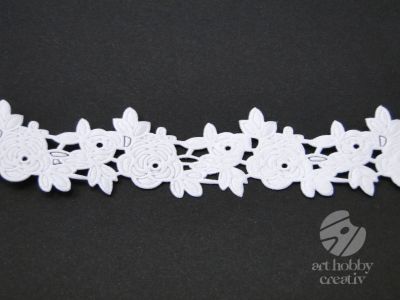 Panglica decor cu forma florala- alb 2cm