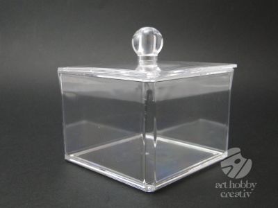 Cutie acrilic transparent cu capac - patrata 9cm