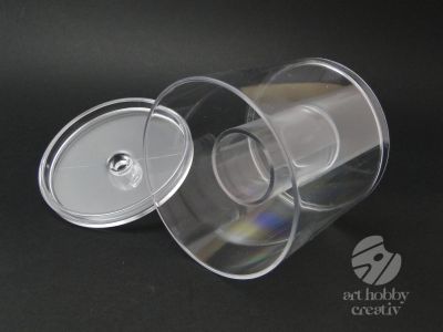Cutie acrilic transparent cu capac - rotunda Ø9,5cm